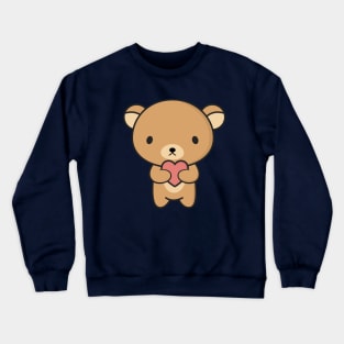 Cute and Kawaii Brown Bear With Heart Crewneck Sweatshirt